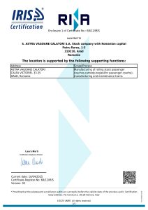 Certificat IRIS actualizat 2025-2